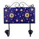 Navy Blue Yellow Floral Tiles Hooks
